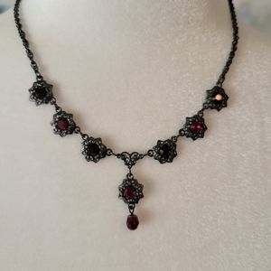1928 Brand Vintage Necklace Bronze Red Rhinestone Lavalier